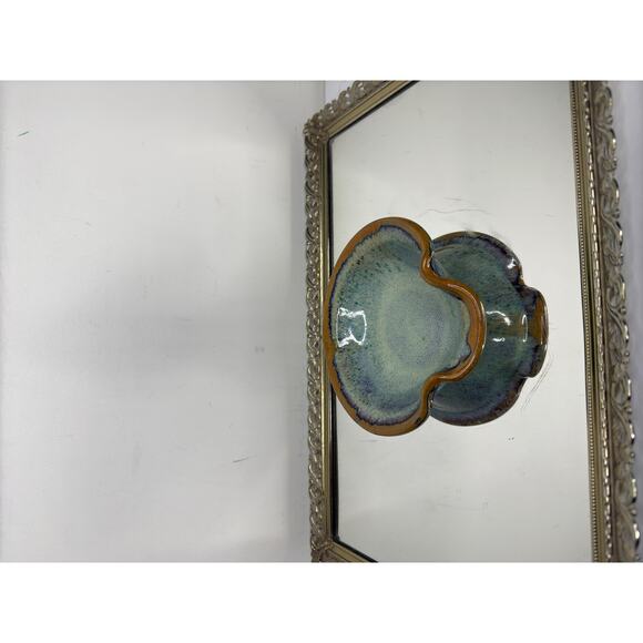 Vintage Studio Pottery Ceramic Blue Green and Brown Spoon Rest , Pottery Stoon - Picture 3 of 10